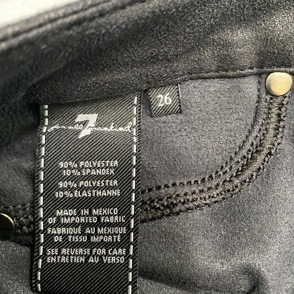 7 For All Mankind Shiny Spandex Black Skinny Pants Size 26 #1340 - Picture 8 of 12